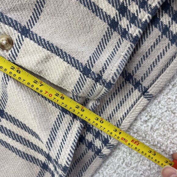 DJAB Simons Button Up Heavy Camp Overshirt Men Sz L Off-White / Blue Plaid Y2K - Picture 8 of 13